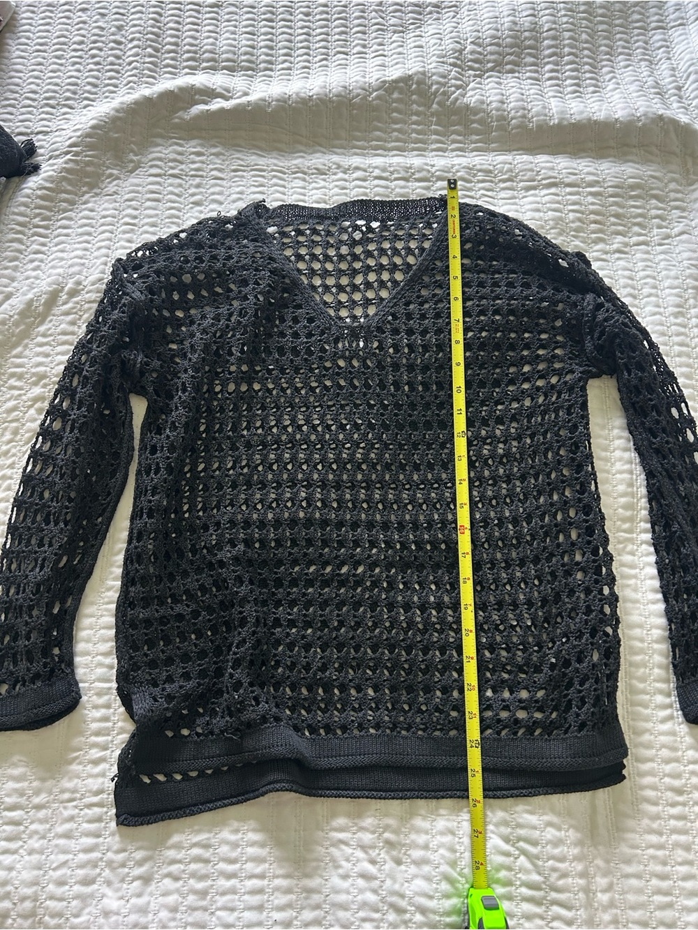Source Unknown Black Open-Weave V-Neck Tunic